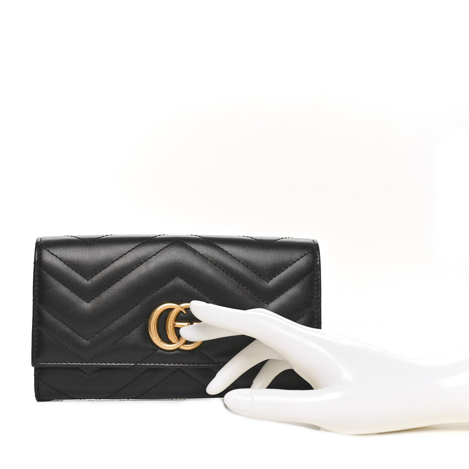 Calfskin Matelasse GG Marmont Continental Wallet Black