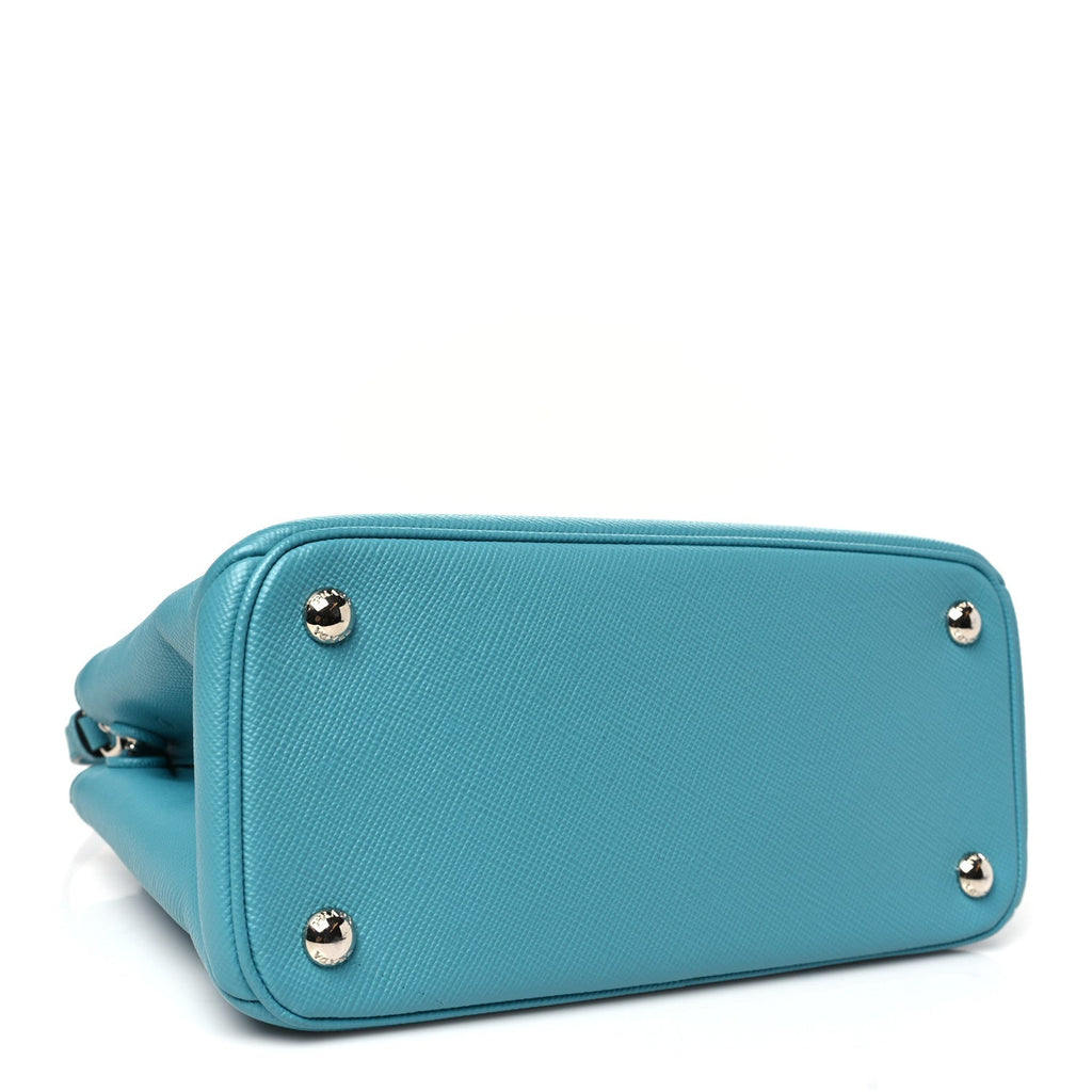 Saffiano Cuir Small Twin Tote Turchese