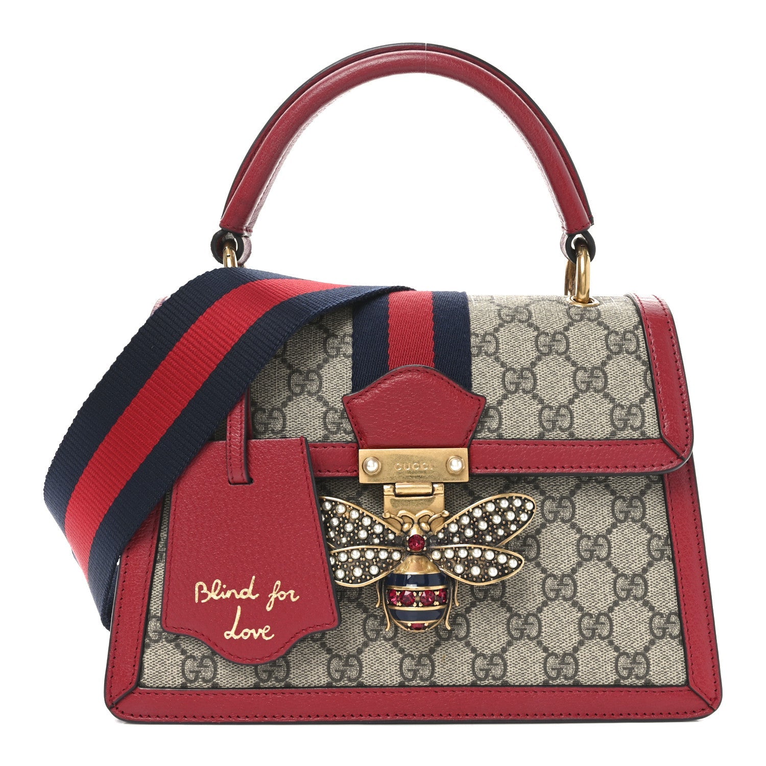 GG Supreme Monogram Small Queen Margaret Top Handle Bag Red