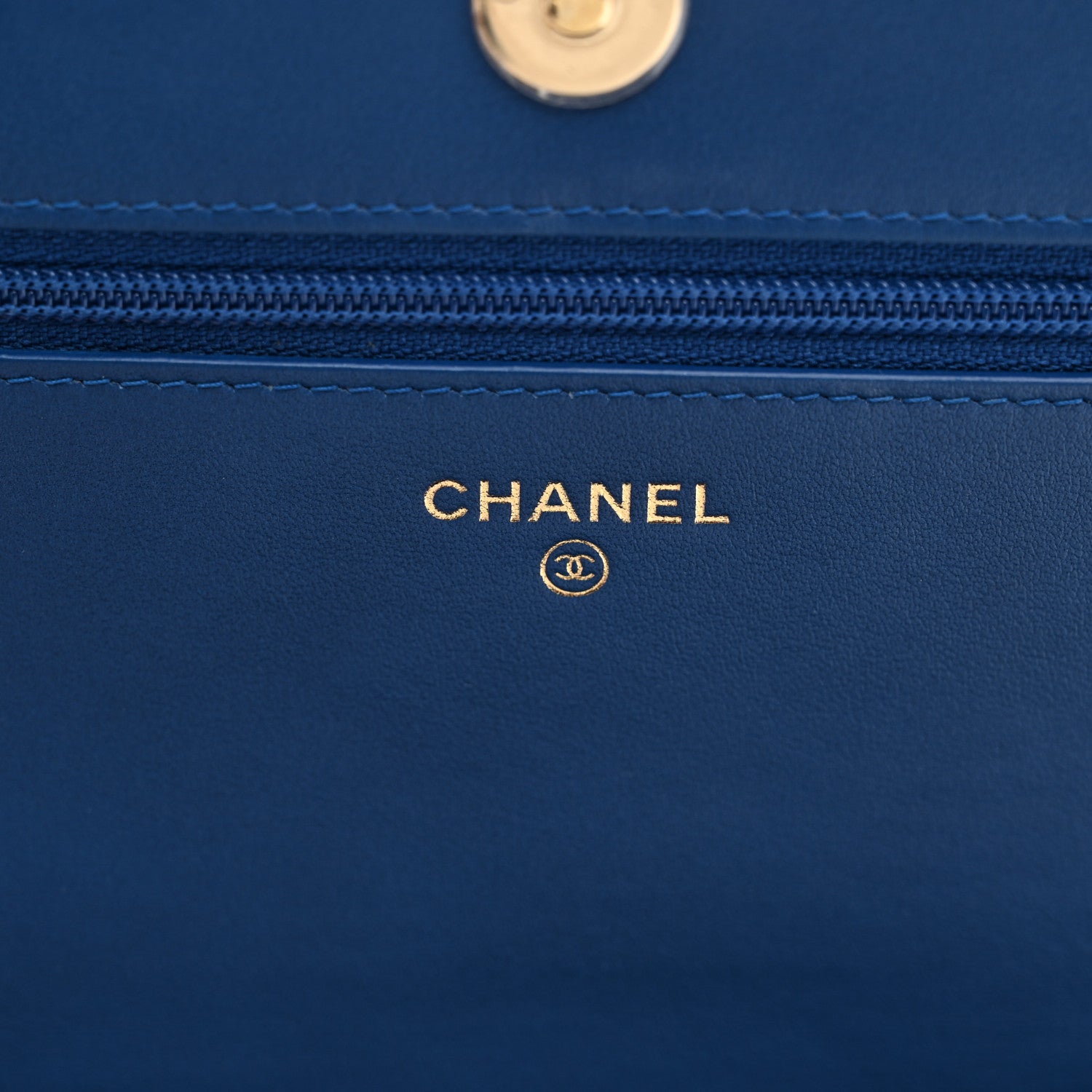 Caviar Quilted Boy Wallet On Chain WOC Blue