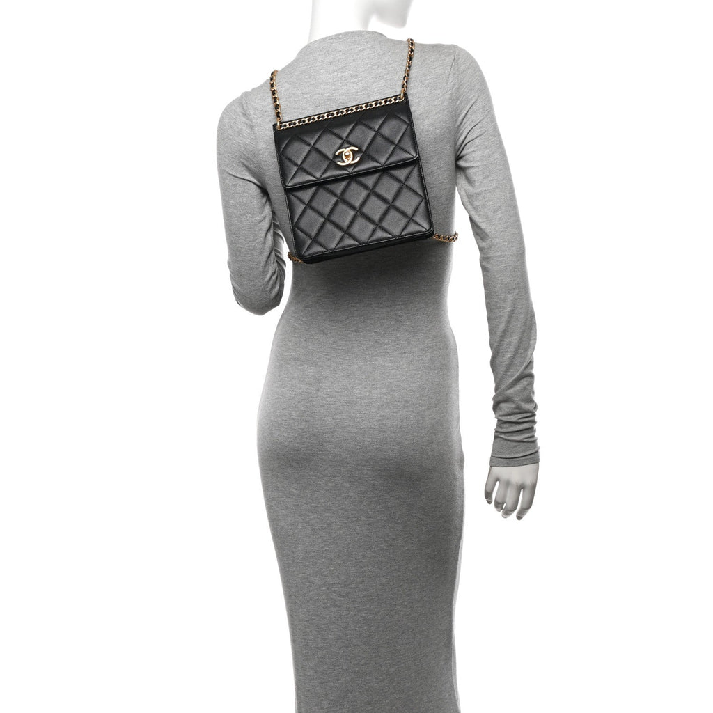 Caviar Quilted Chain Backpack Black