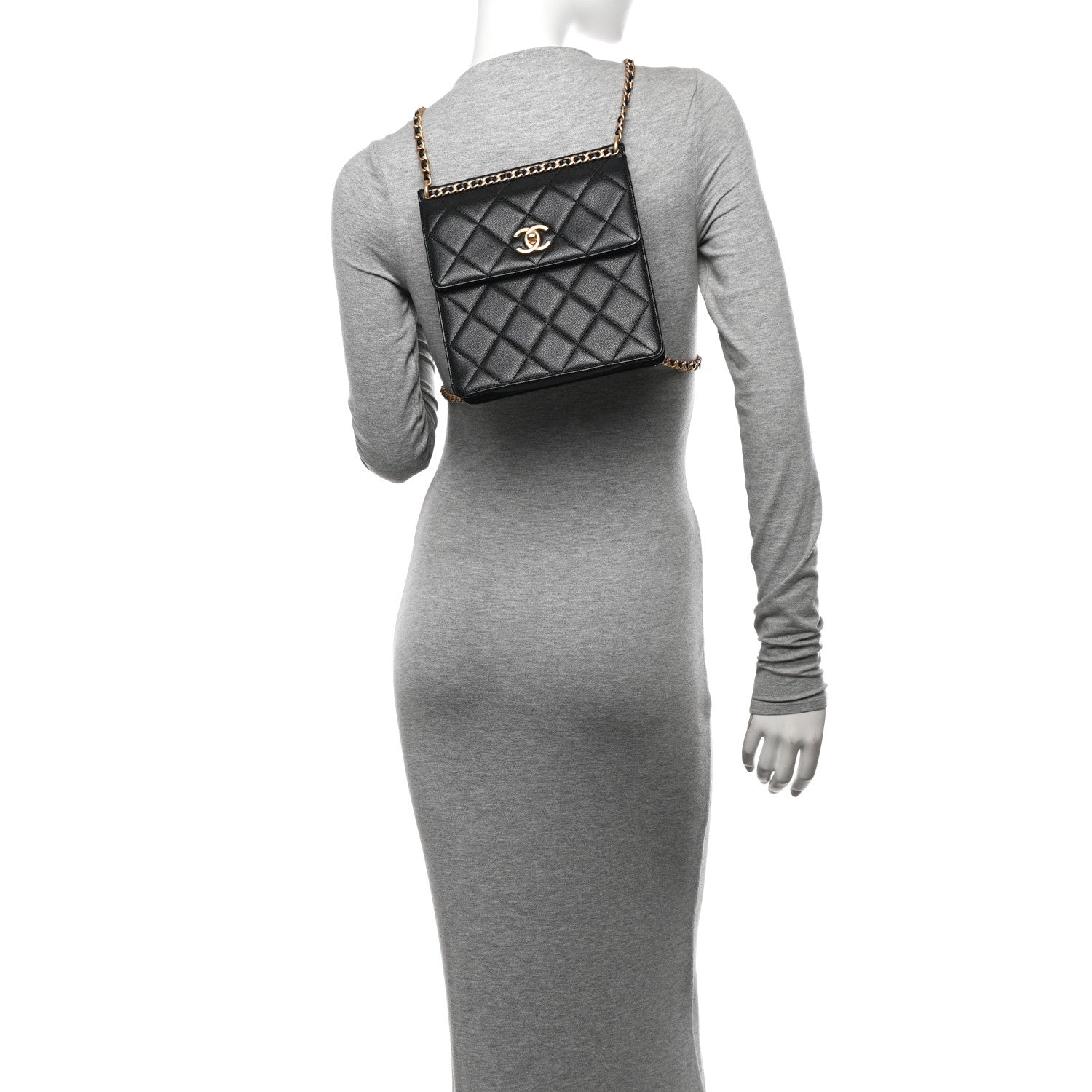Caviar Quilted Chain Backpack Black
