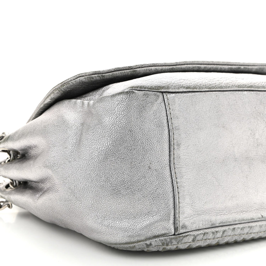 Metallic Deerskin Luxe Ligne Flap  Silver