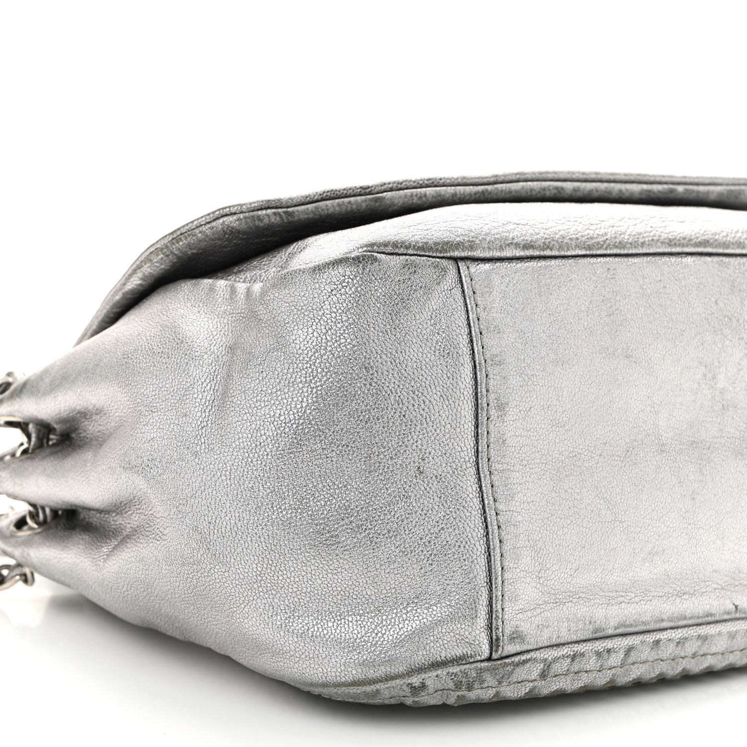 Metallic Deerskin Luxe Ligne Flap  Silver