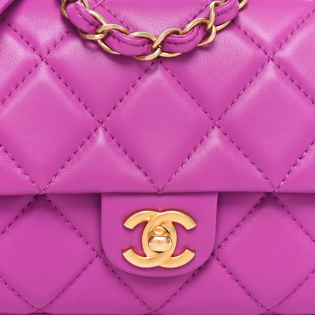 Lambskin Quilted Mini Flap Purple
