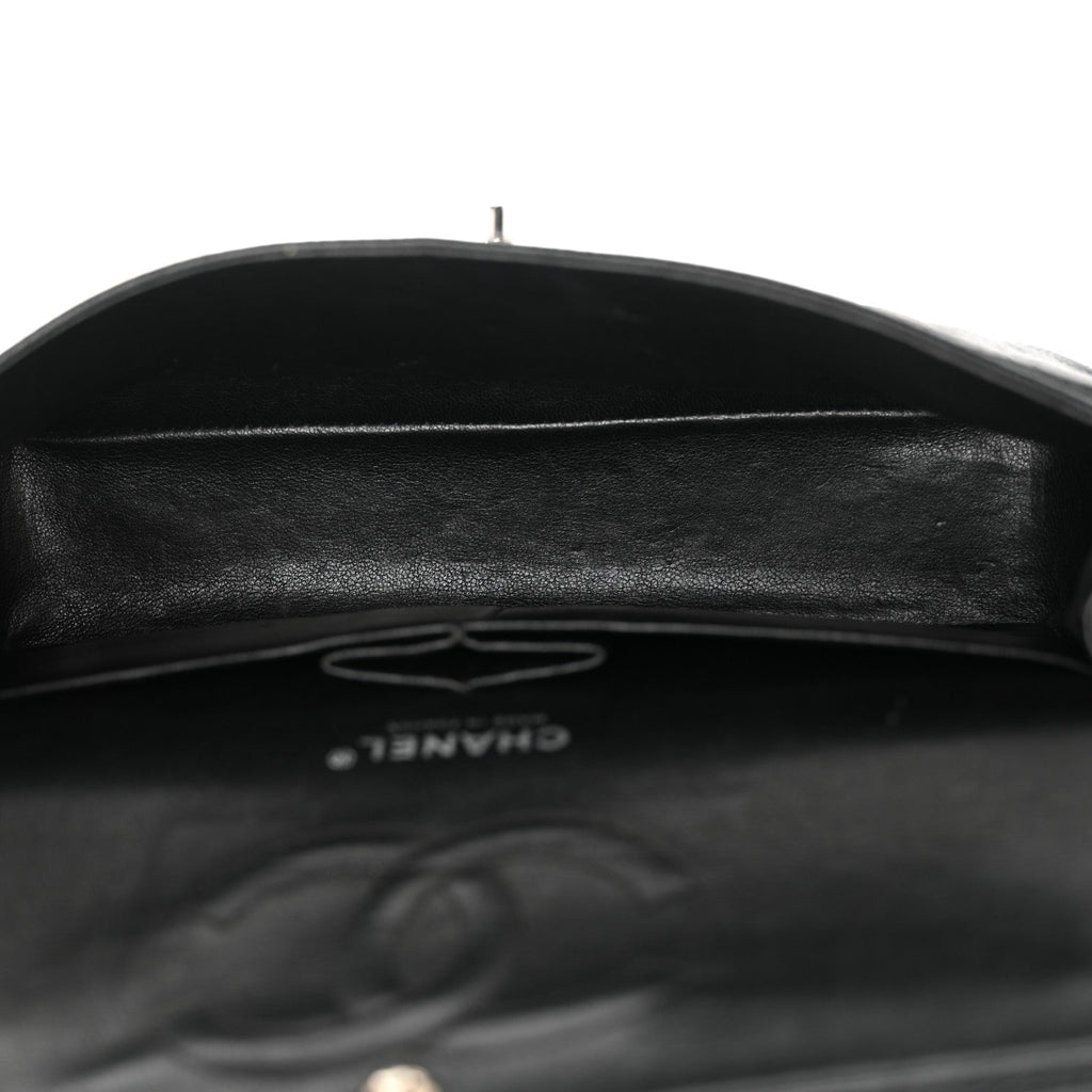Caviar Quilted Medium Double Flap Black