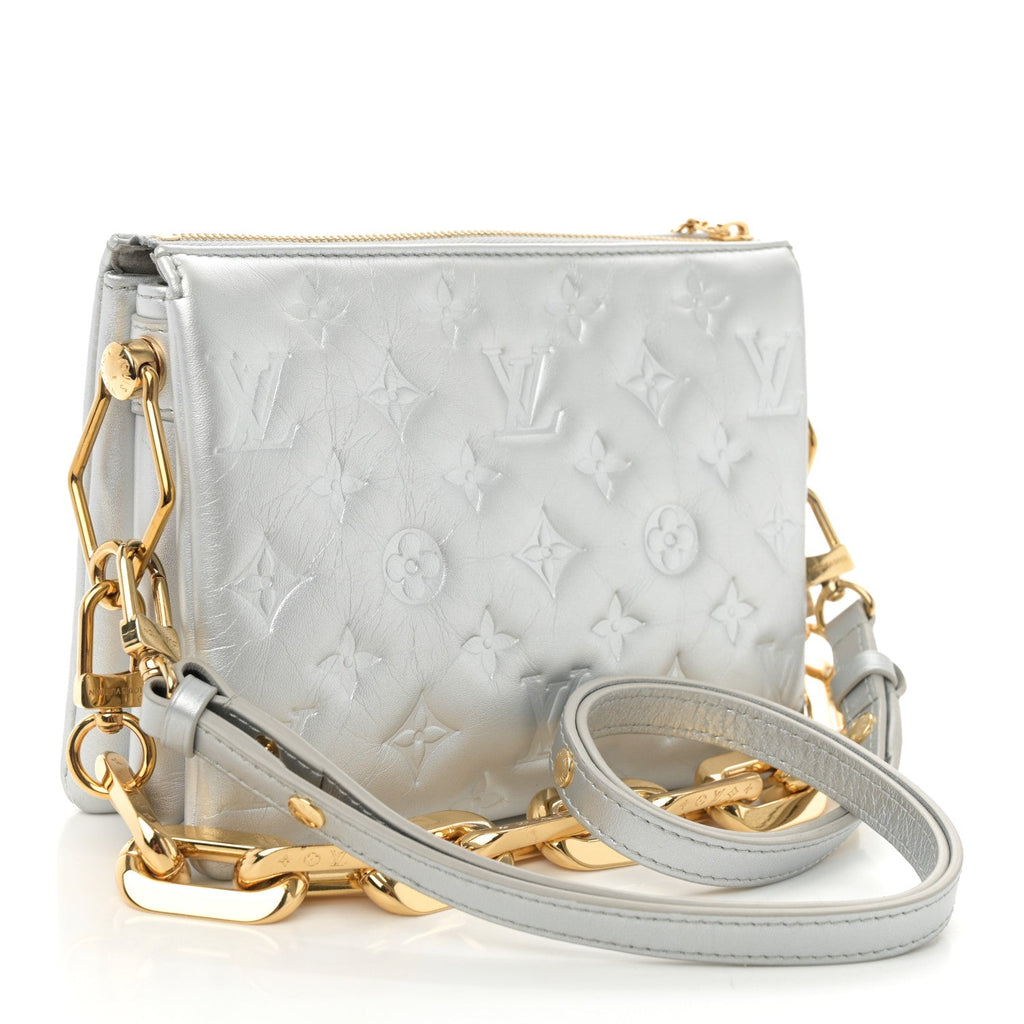Lambskin Embossed Monogram Coussin BB Silver