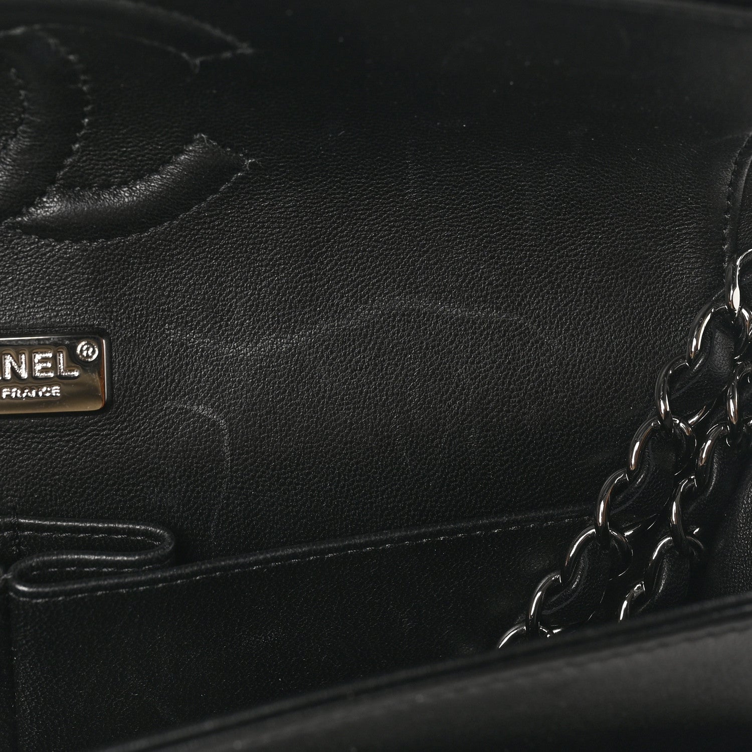 Lambskin Quilted Beaded Medium Double Flap Black