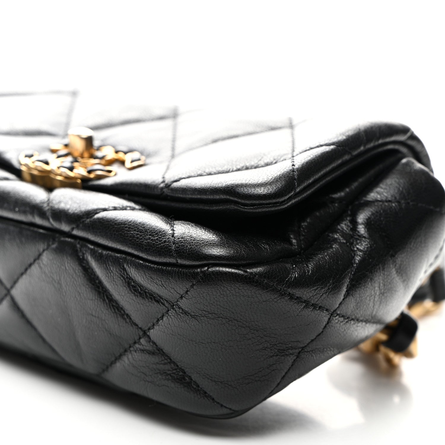 Goatskin Quilted Chanel 19 Waist Bag Black