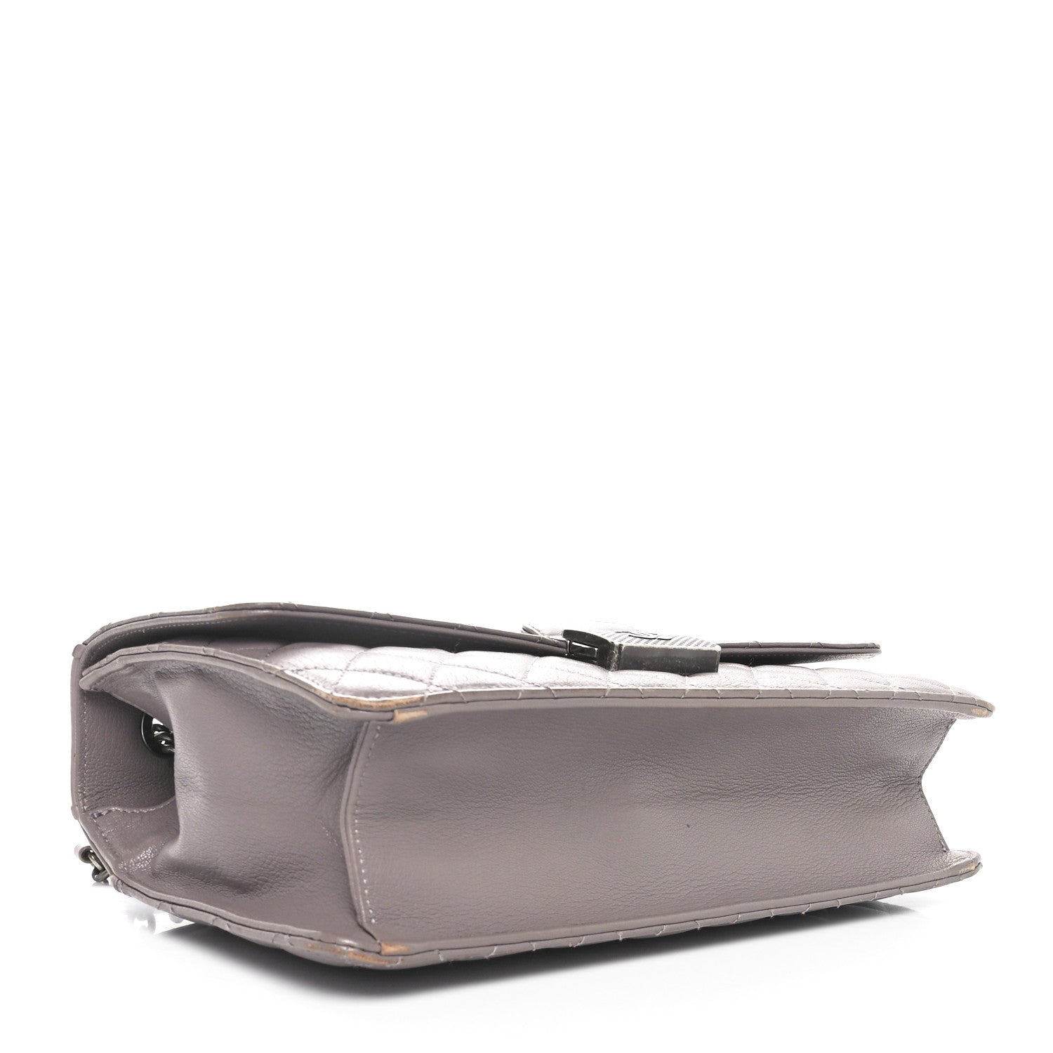 Goatskin Quilted Large CC University Top Handle Flap Grey
