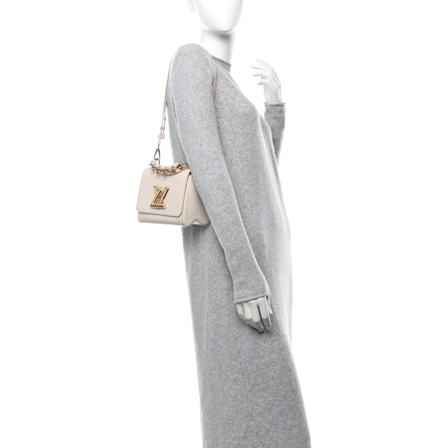 Epi Twist Braided Chain Shoulder Bag PM Quartz White