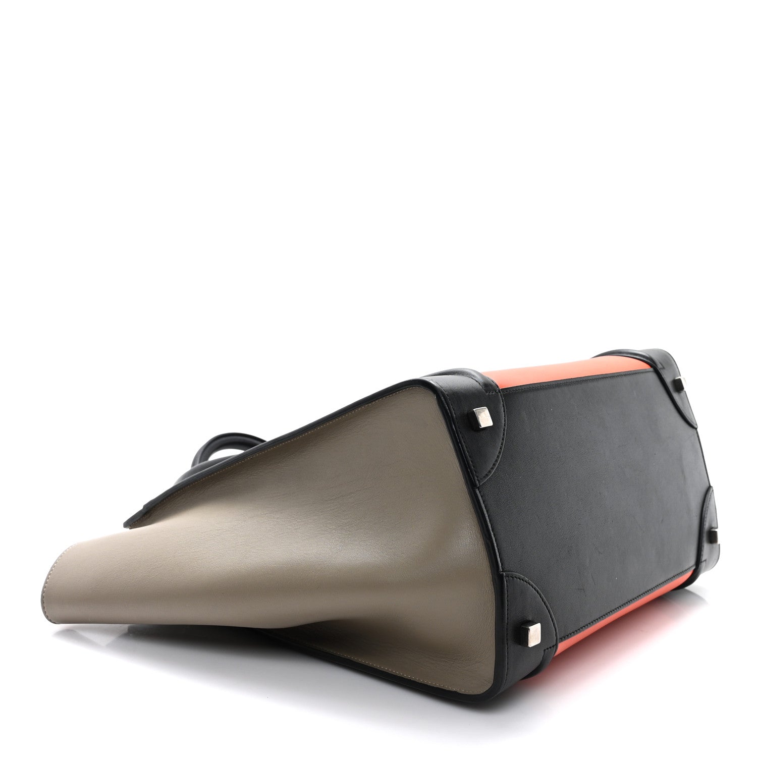 Elephant Calfskin Mini Tri-Color Luggage Bright Orange