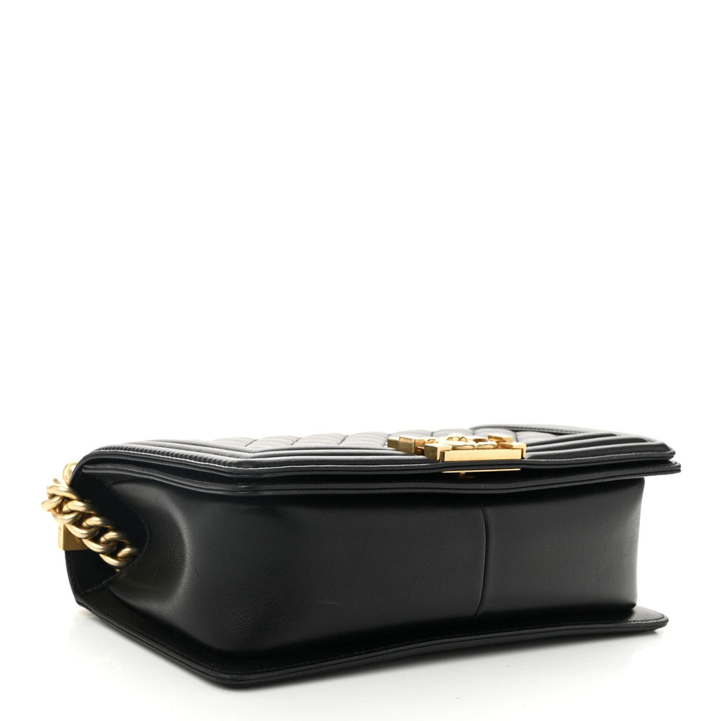 Lambskin Quilted Medium Boy Flap Black