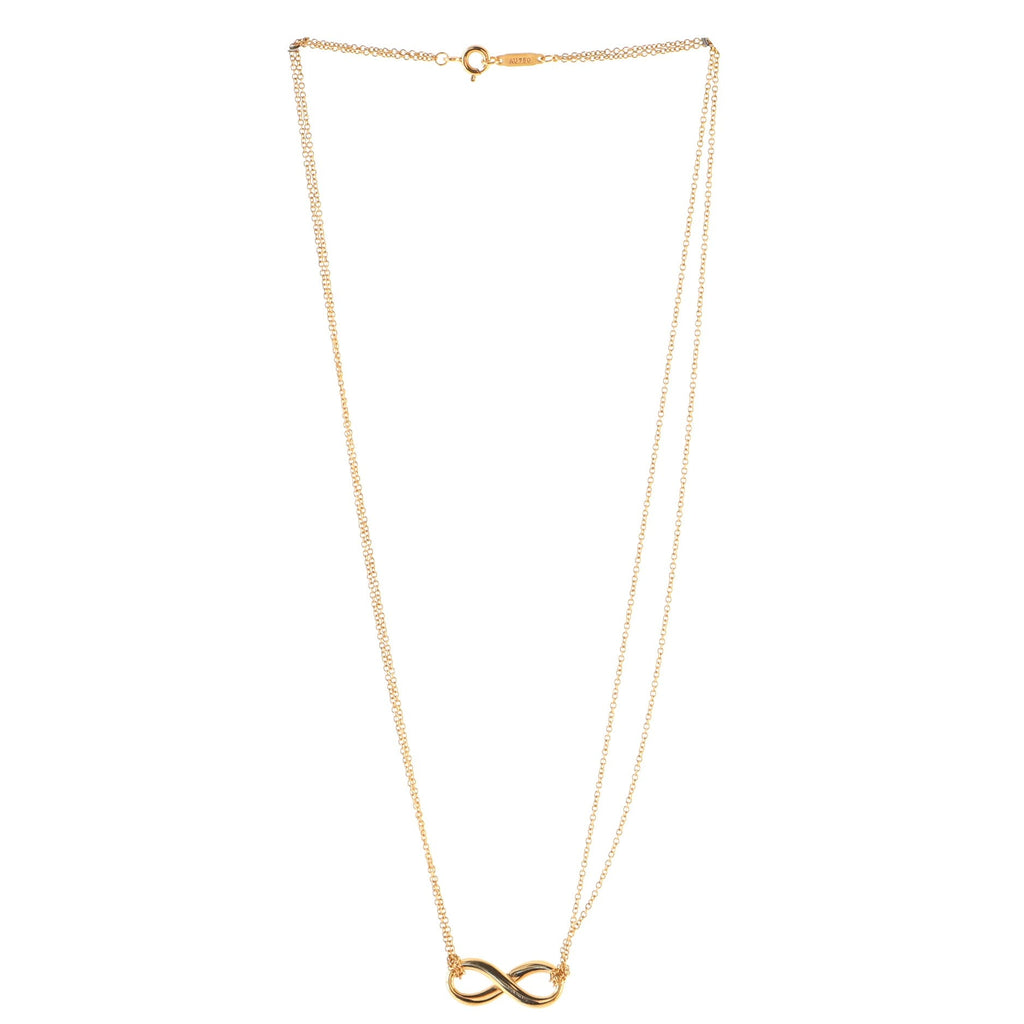 Infinity Double Chain Pendant Necklace 18K Rose Gold