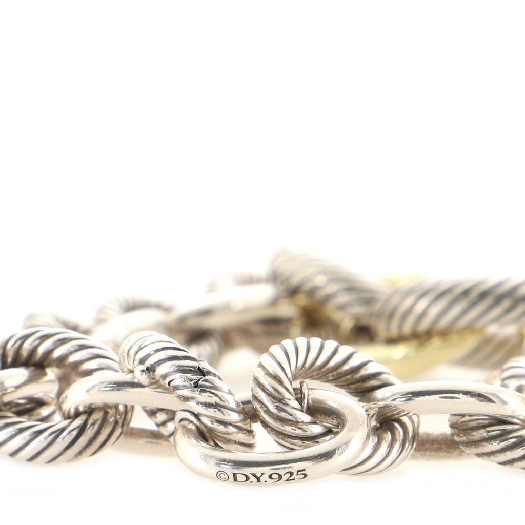 Oval Link Necklace Sterling Silver and 14K Yellow Gold Medium