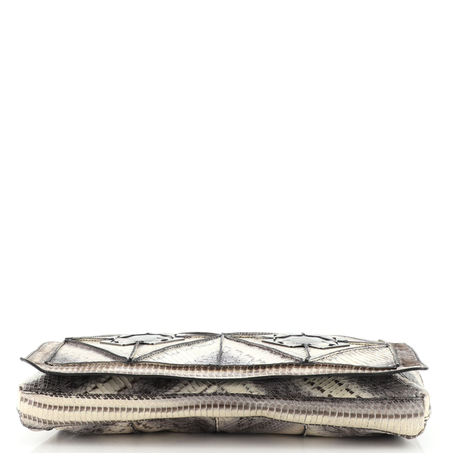 Flap Clutch Patchwork Python Large