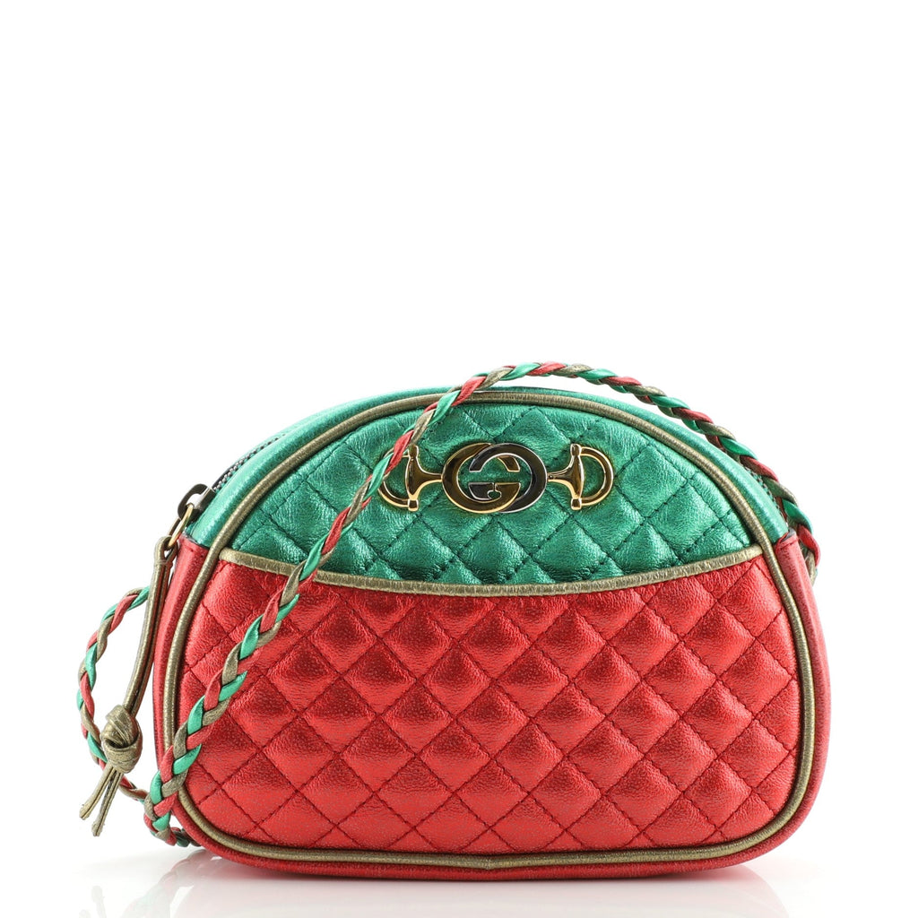 Trapuntata Camera Shoulder Bag Quilted Laminated Leather Mini