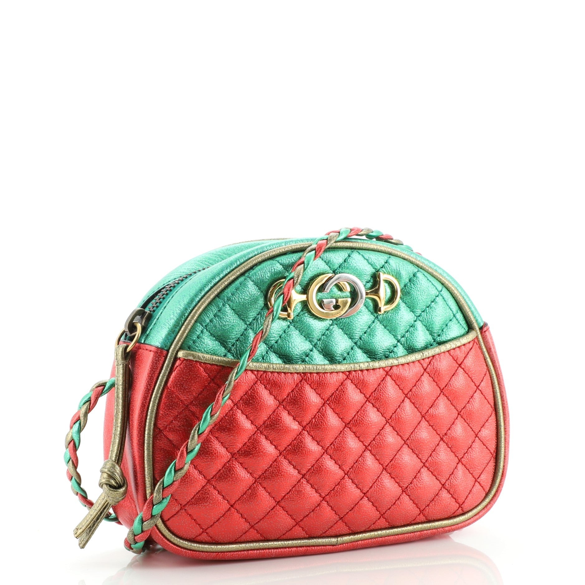 Trapuntata Camera Shoulder Bag Quilted Laminated Leather Mini