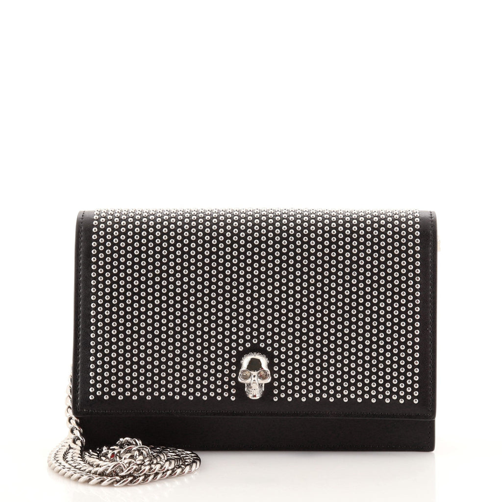 Skull Chain Crossbody Bag Studded Leather Mini