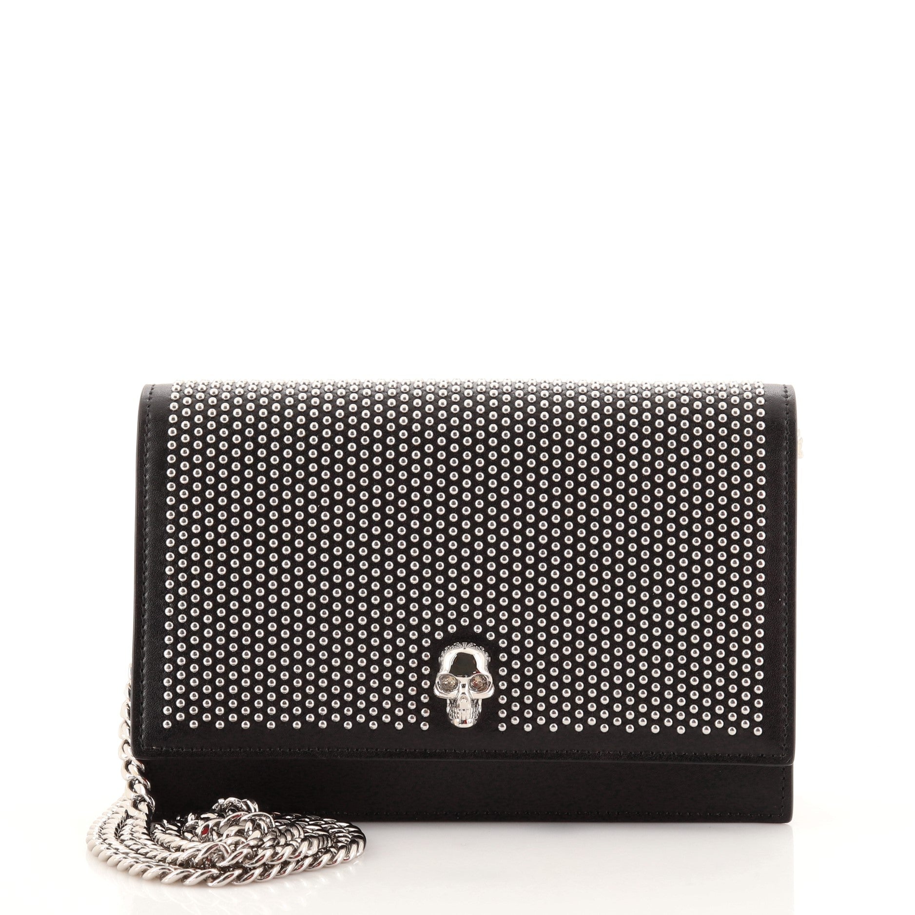 Skull Chain Crossbody Bag Studded Leather Mini