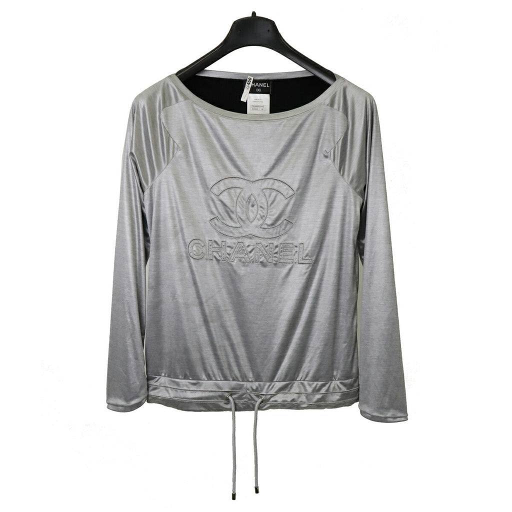Chanel Polyester Coco Mark Boat Neck Long Sleeve Top
