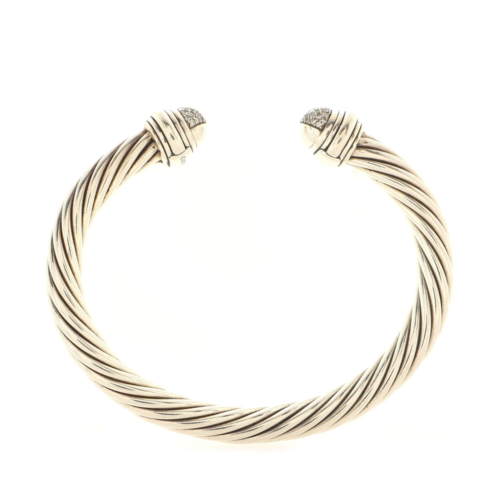 Cable Classic Bracelet Sterling Silver with Pave Diamonds 7mm