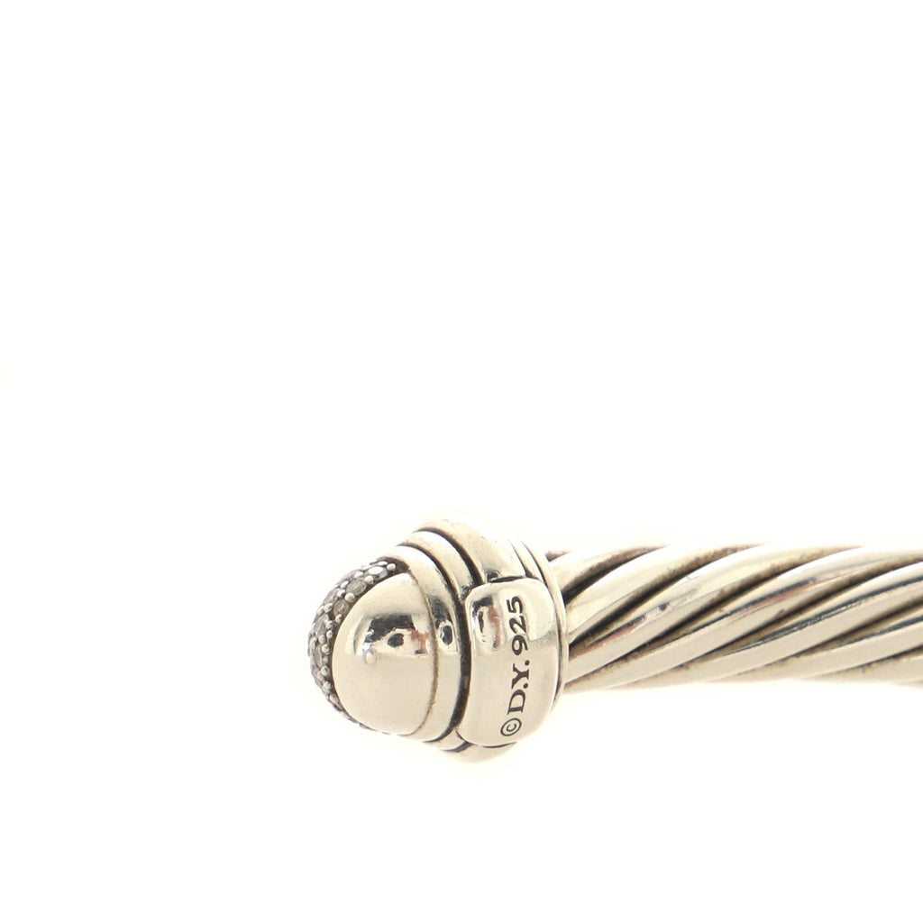 Cable Classic Bracelet Sterling Silver with Pave Diamonds 7mm