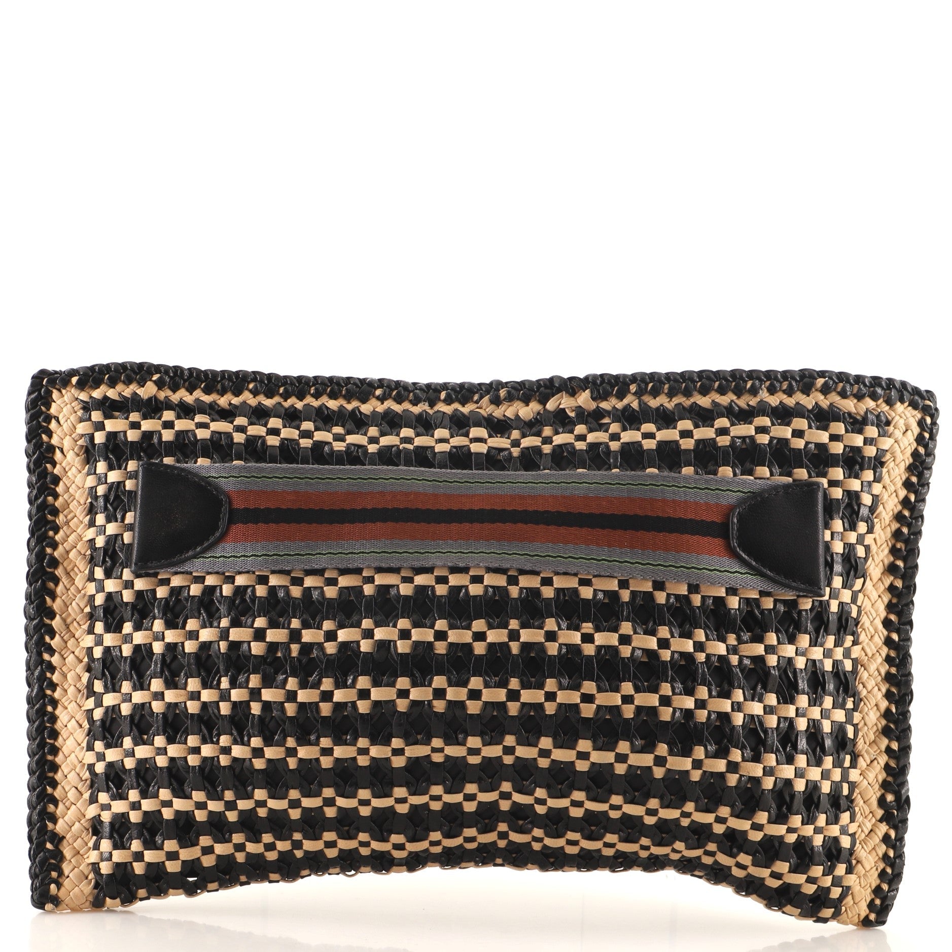 Zip Clutch Madras Woven Leather Large