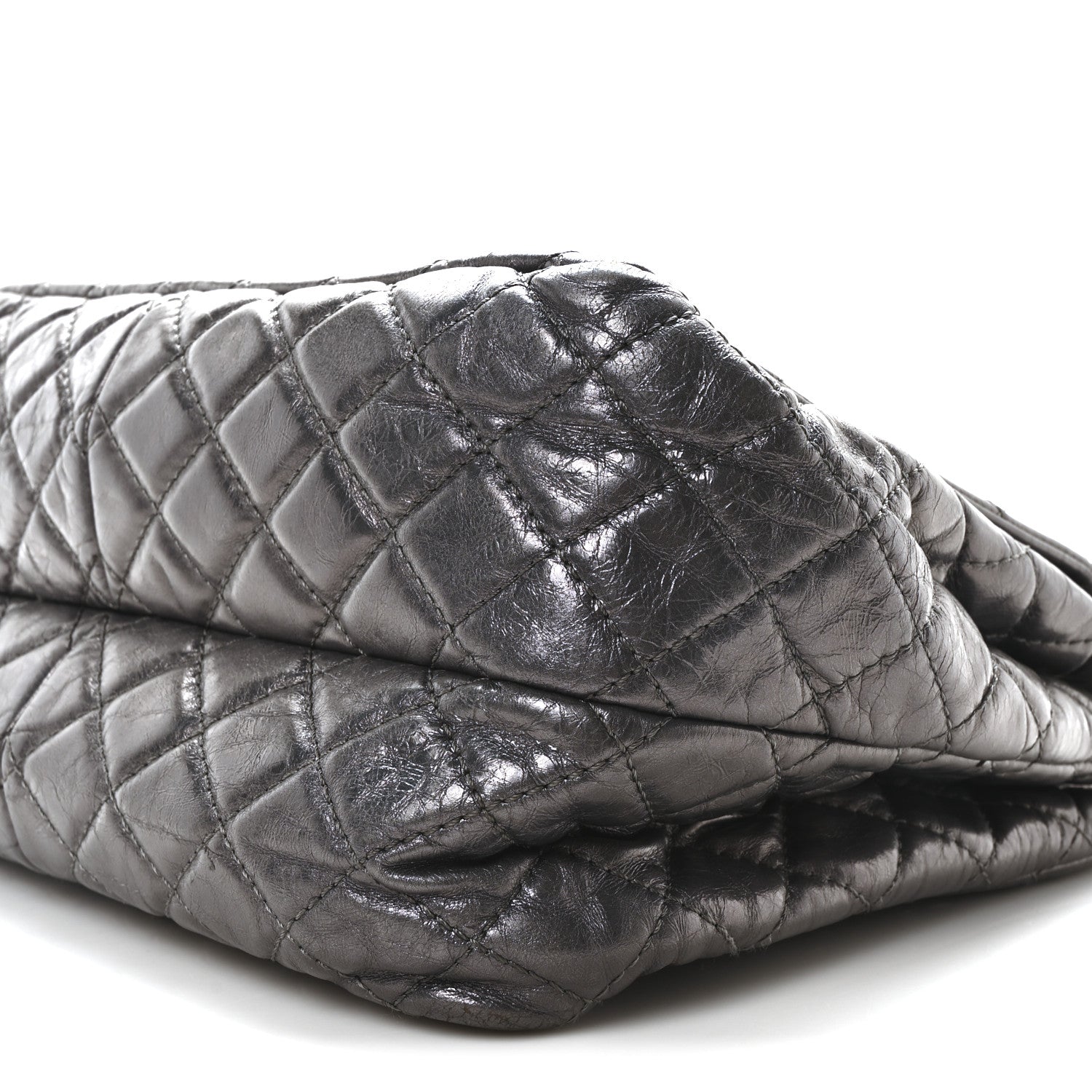Metallic Aged Calfskin Quilted Reissue 2.55 Accordion Flap Dark Silver