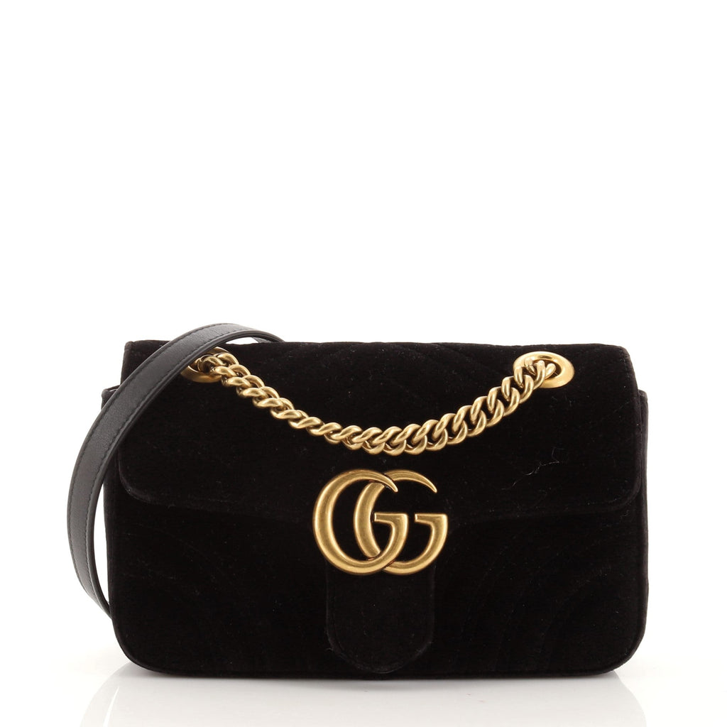 GG Marmont Flap Bag Matelasse Velvet Mini