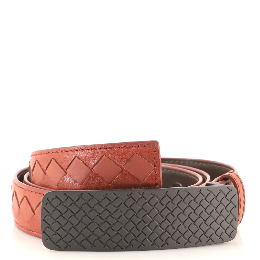 Intrecciato Engraved Buckle Belt Intrecciato Nappa Thin 90