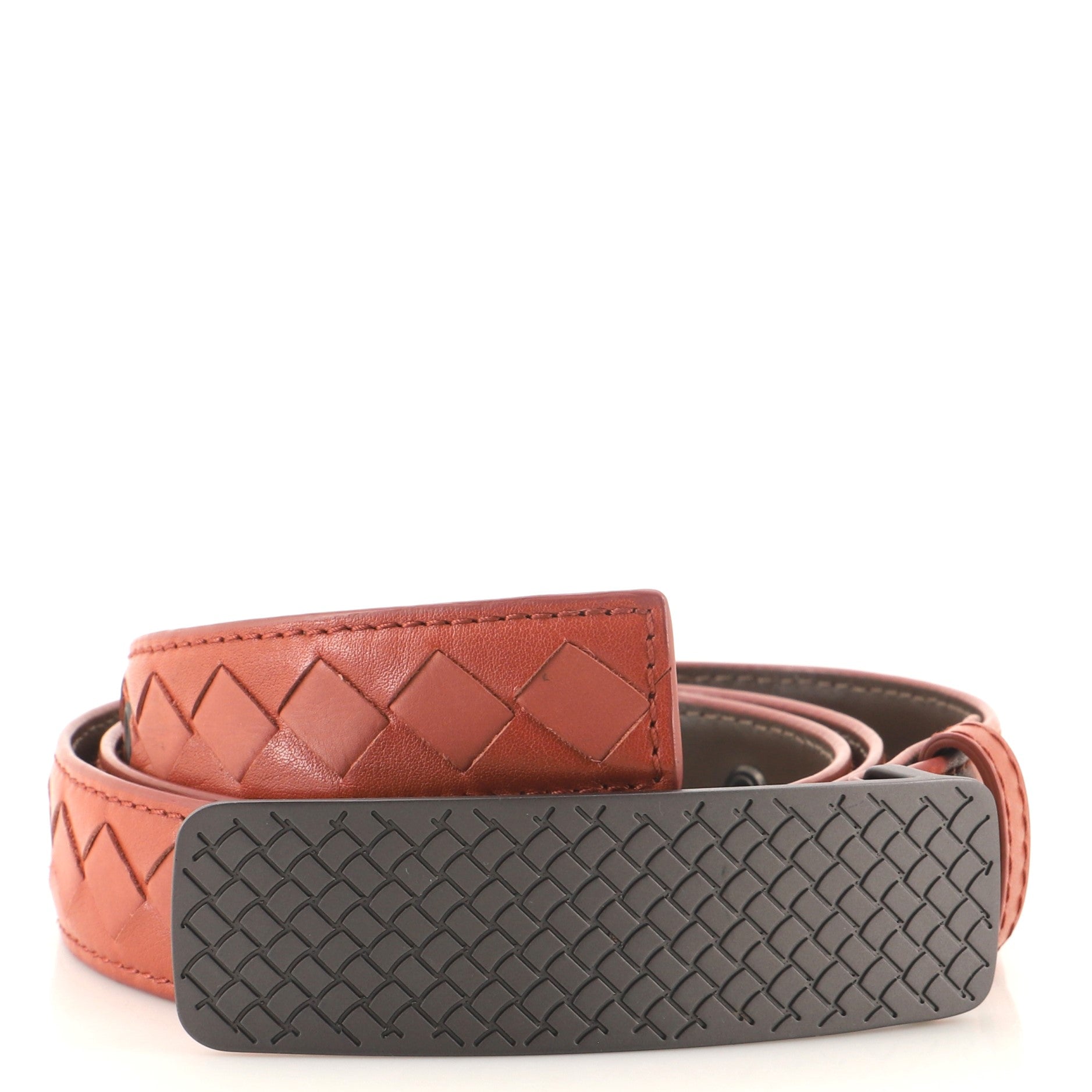 Intrecciato Engraved Buckle Belt Intrecciato Nappa Thin 90