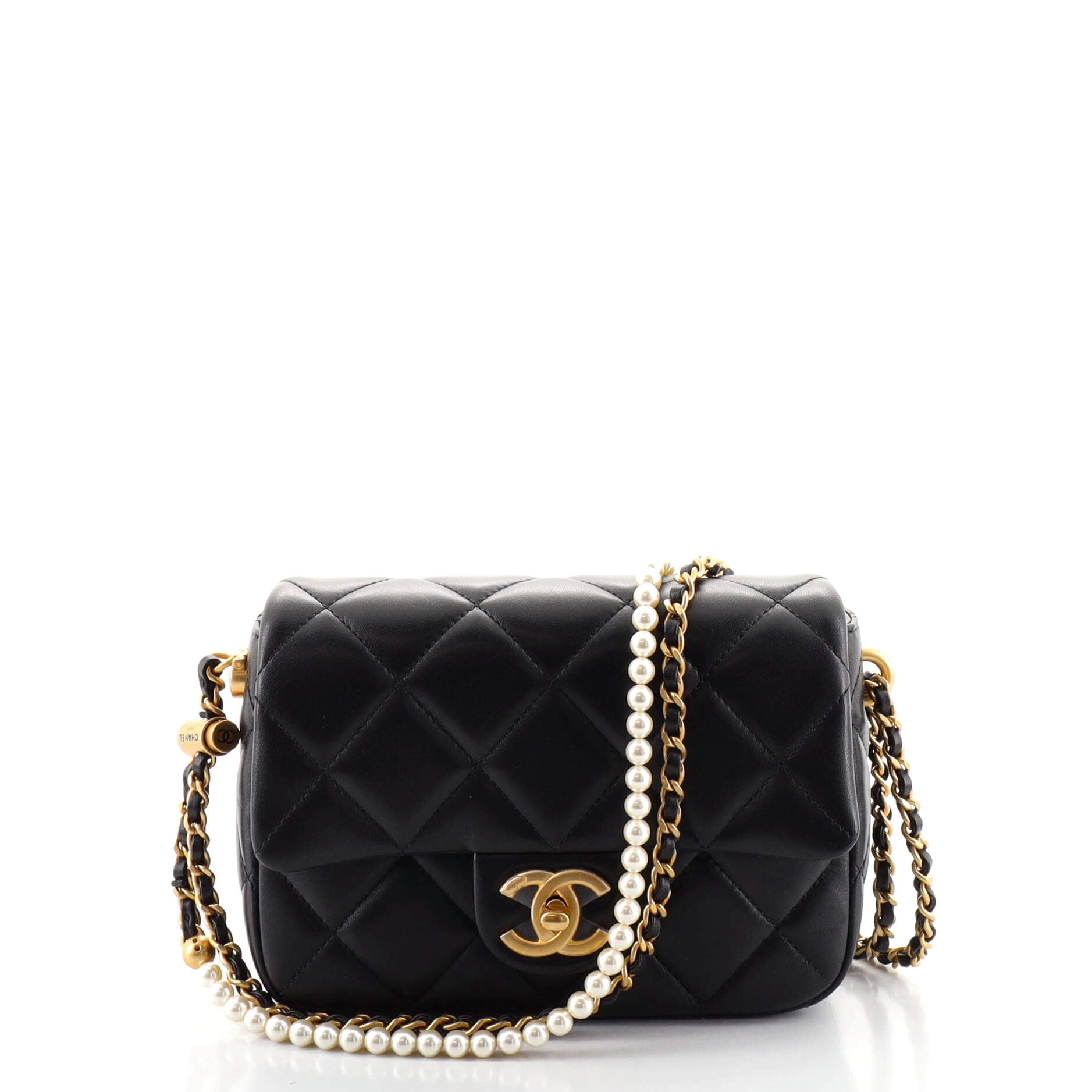 My Perfect Adjustable Chain Flap Bag Quilted Lambskin with Pearls Mini