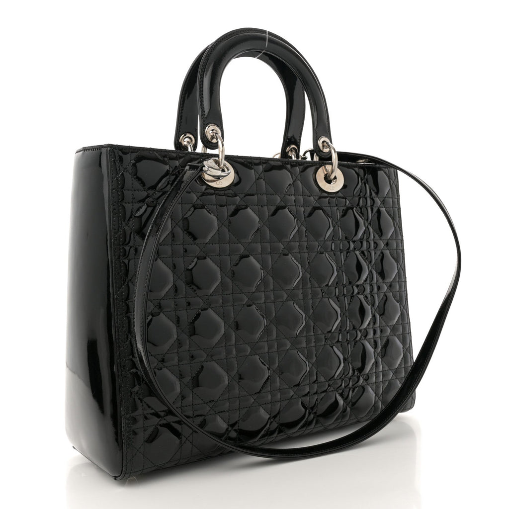 Patent Cannage Large Lady Dior Black