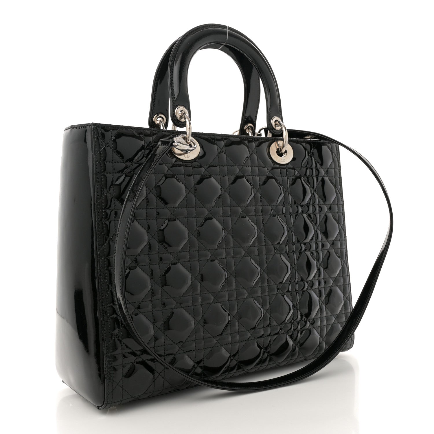 Patent Cannage Large Lady Dior Black