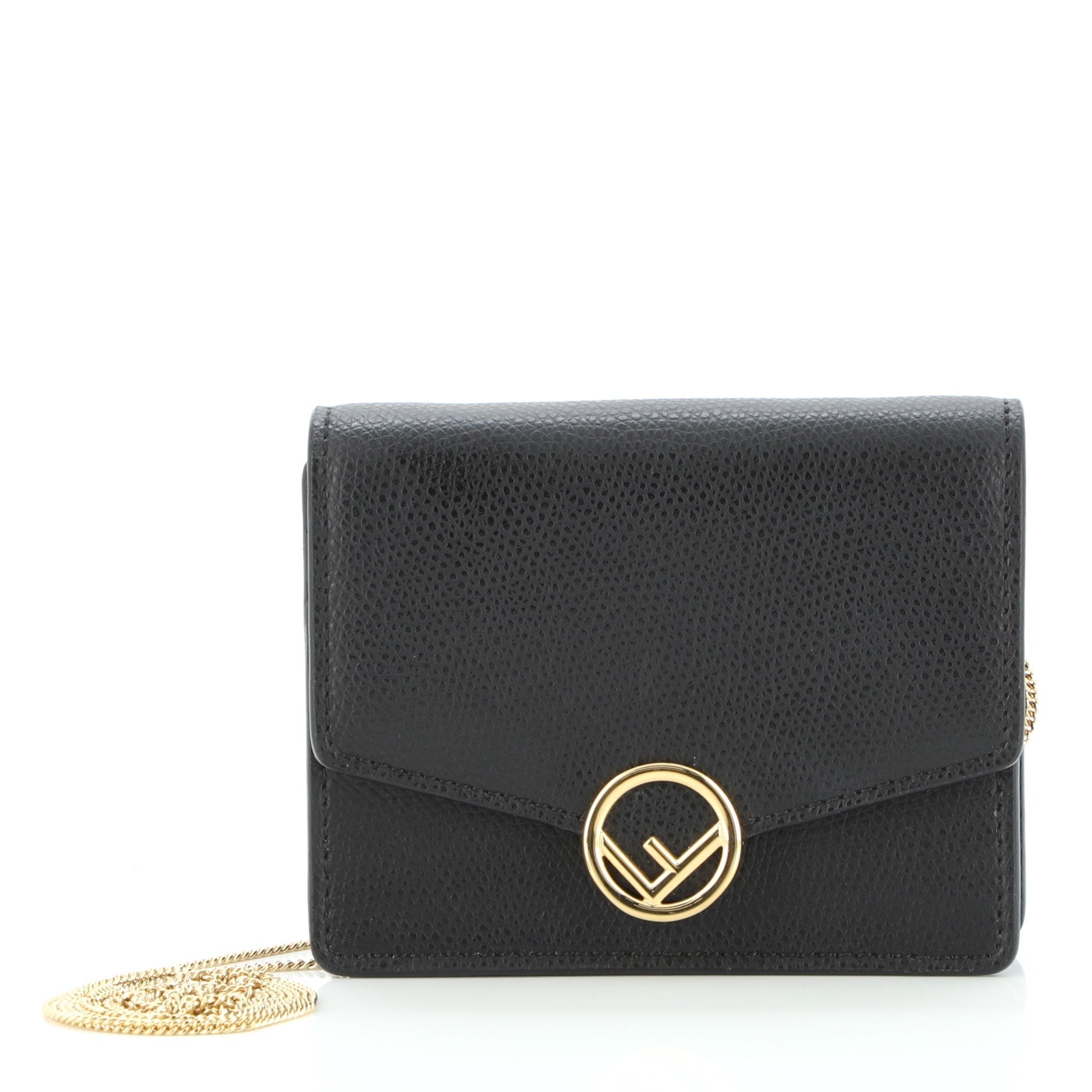 F is Fendi Envelope Wallet on Chain Leather Mini