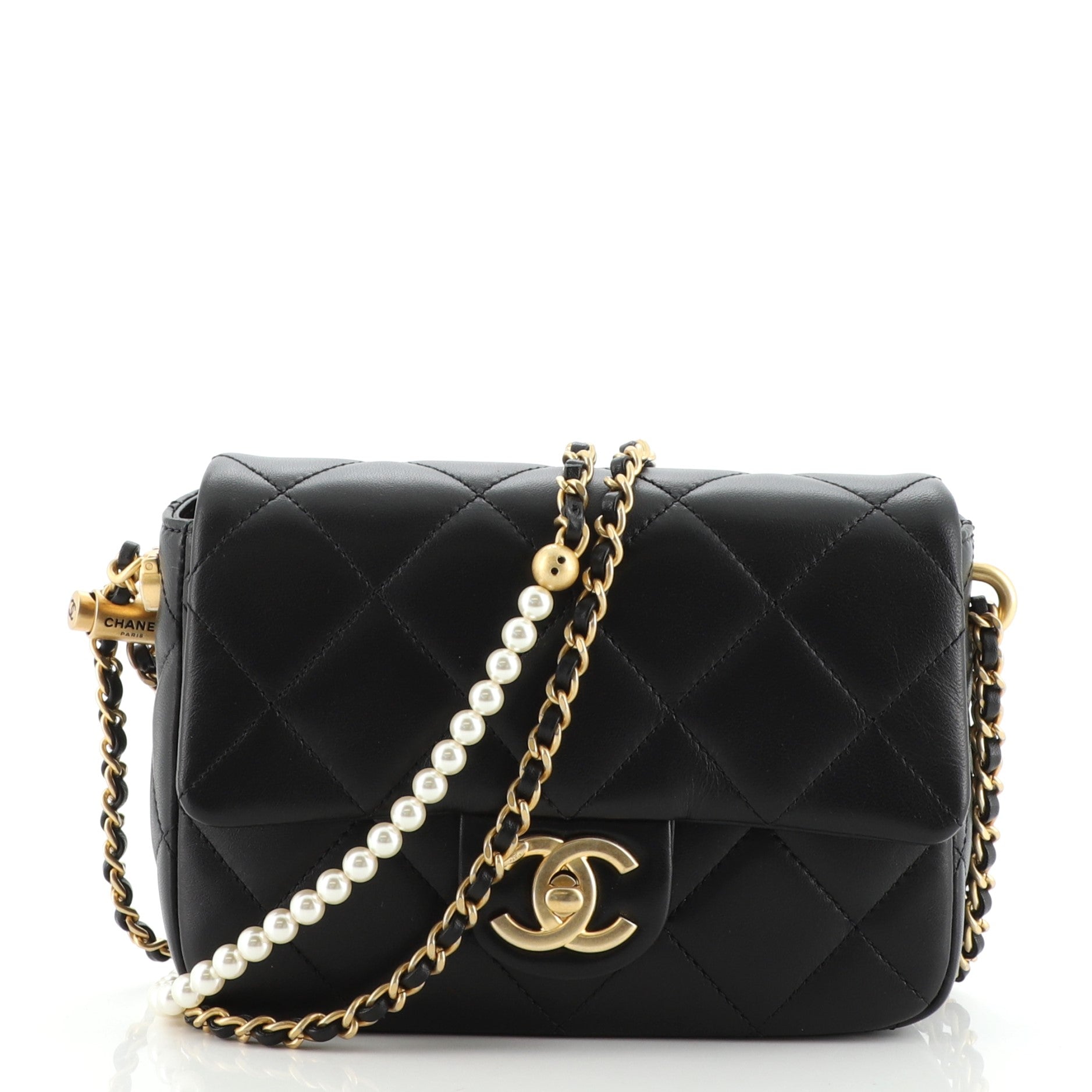 My Perfect Adjustable Chain Flap Bag Quilted Lambskin with Pearls Mini