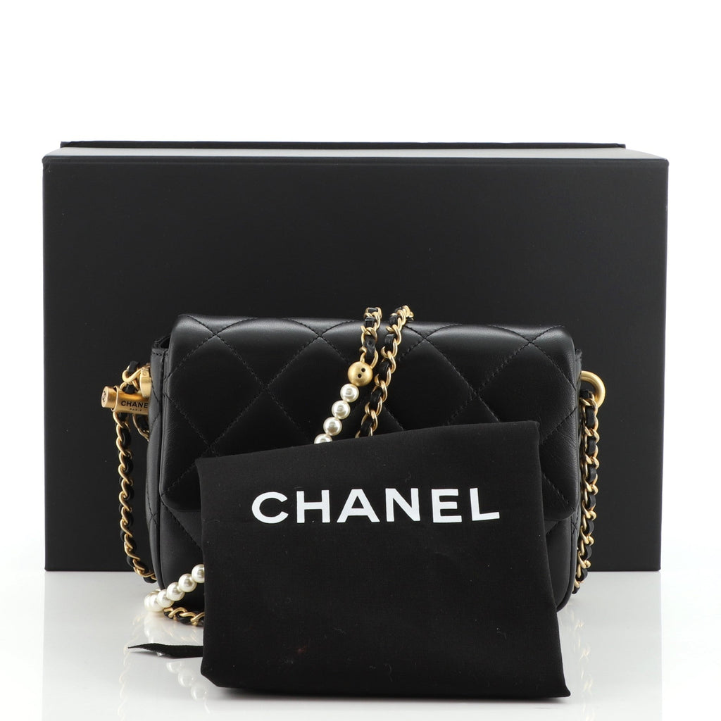 My Perfect Adjustable Chain Flap Bag Quilted Lambskin with Pearls Mini