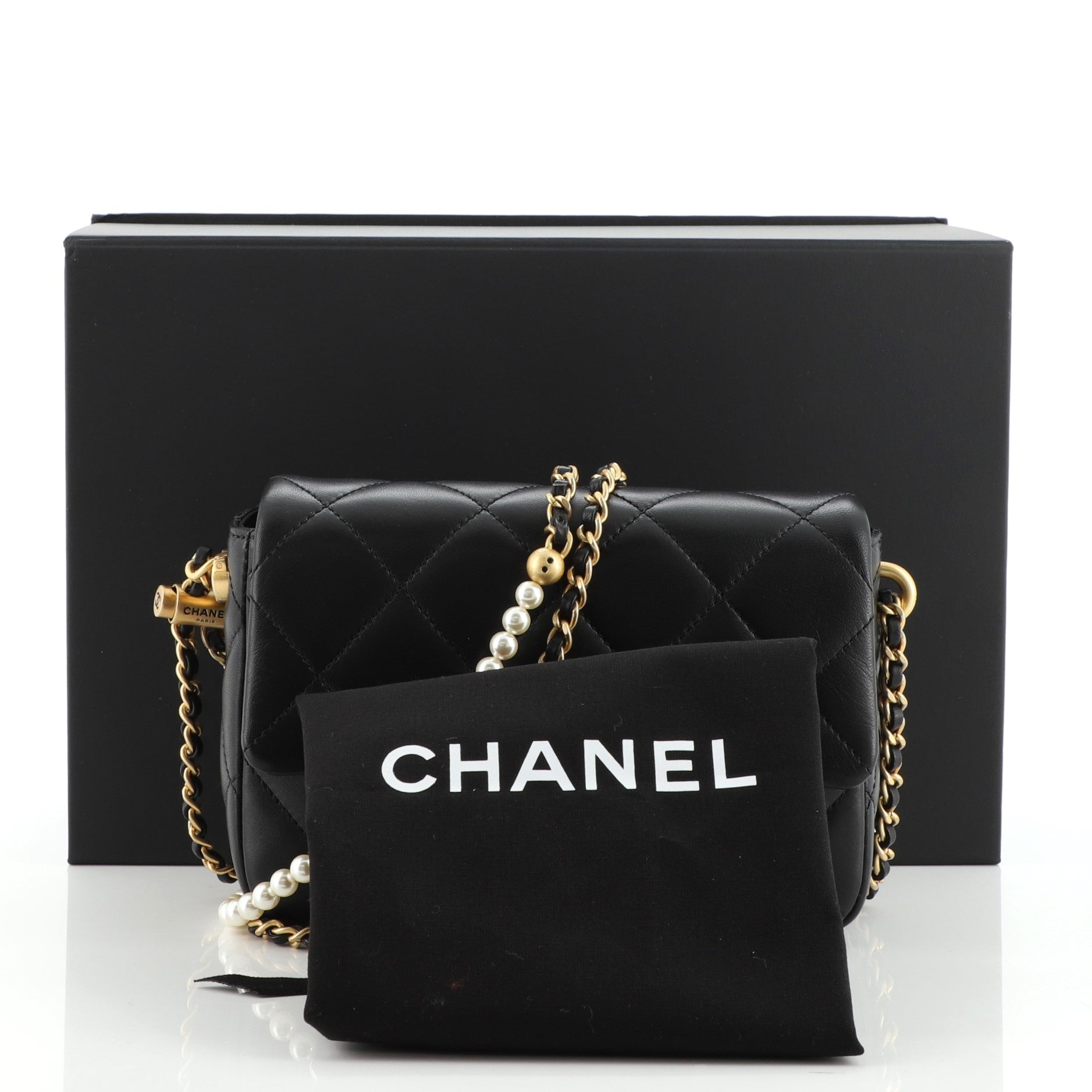 My Perfect Adjustable Chain Flap Bag Quilted Lambskin with Pearls Mini