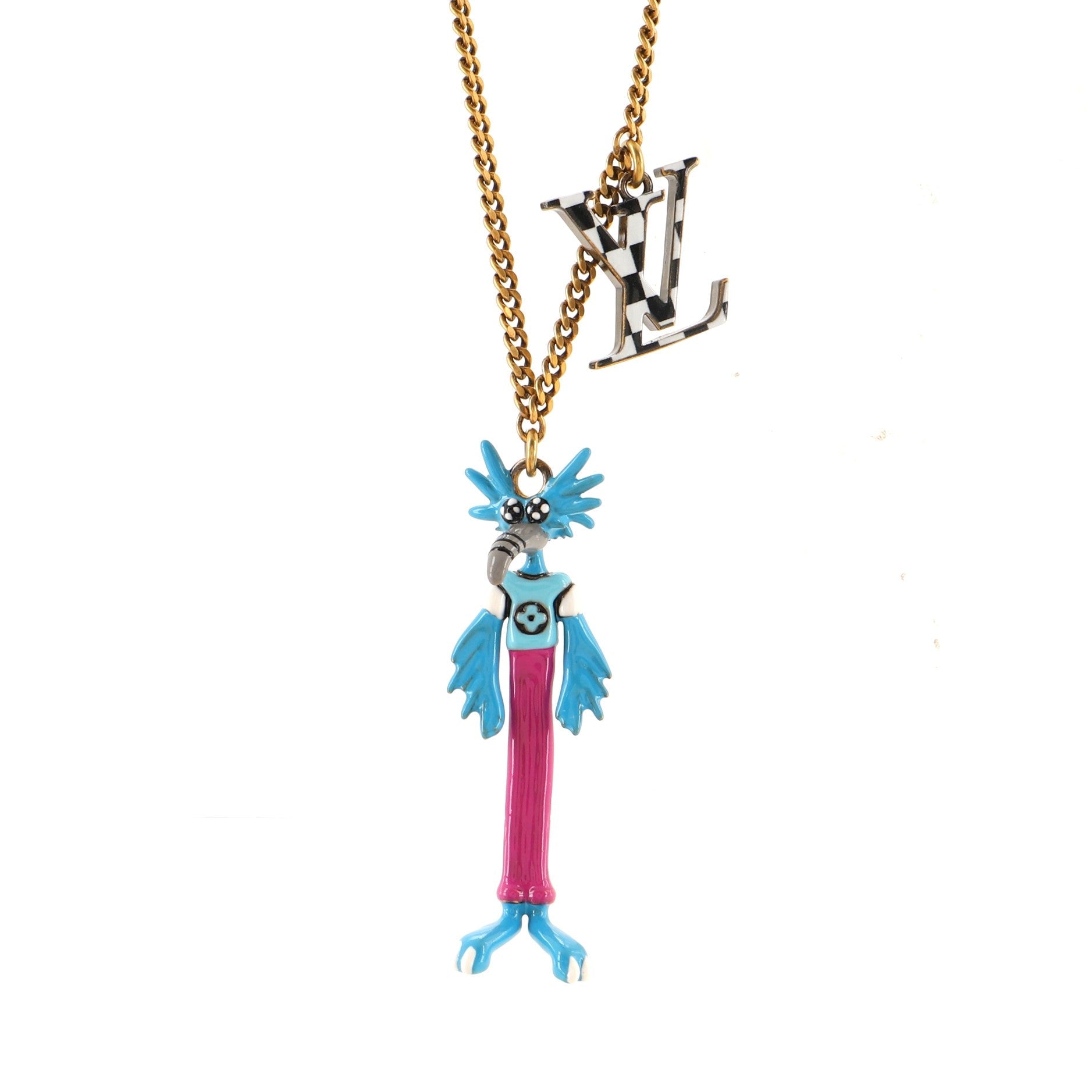 LV Friends Pendant Necklace Metal and Enamel