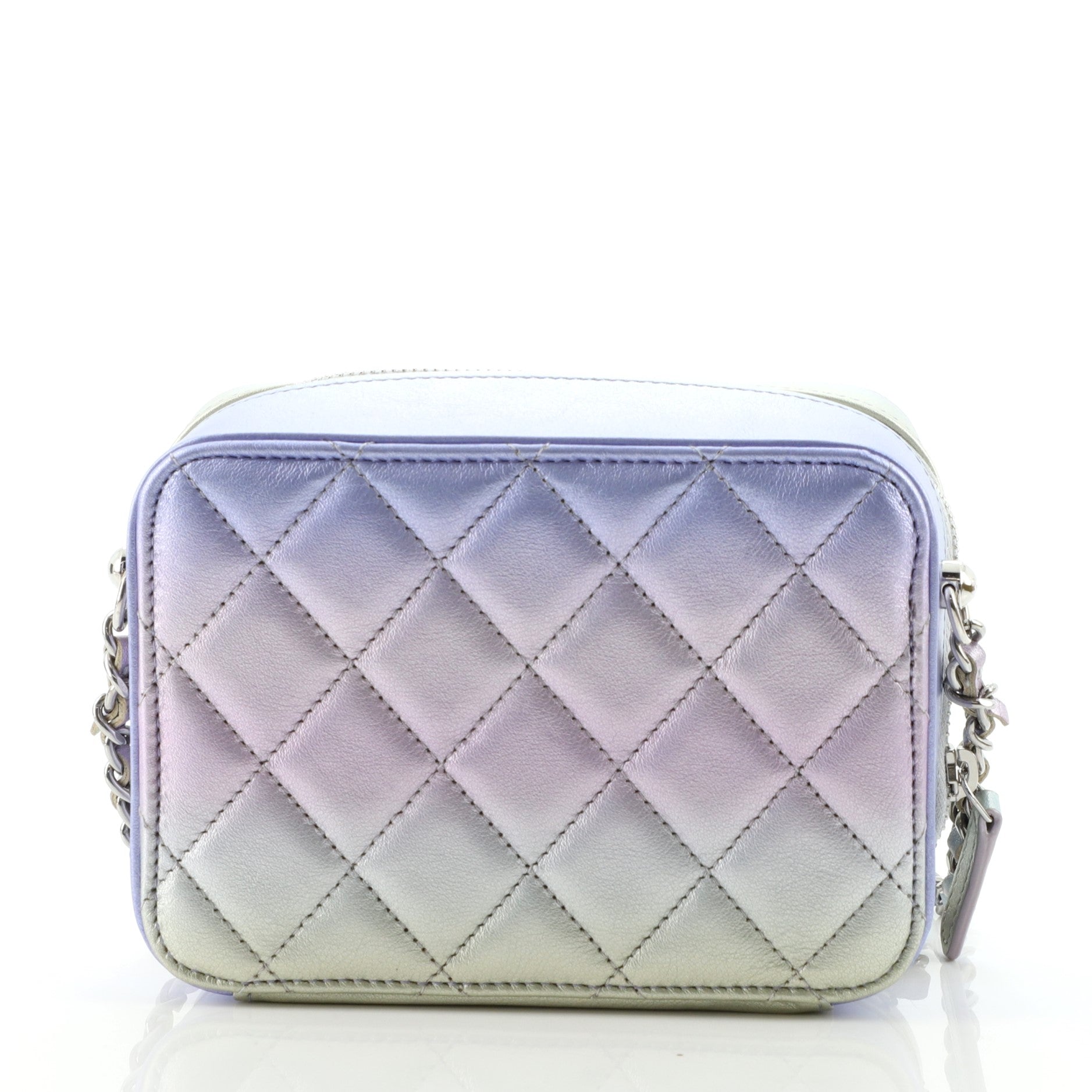Zip Around Vanity Case with Chain Quilted Gradient Metallic Calfskin with Gradient Hardware Mini