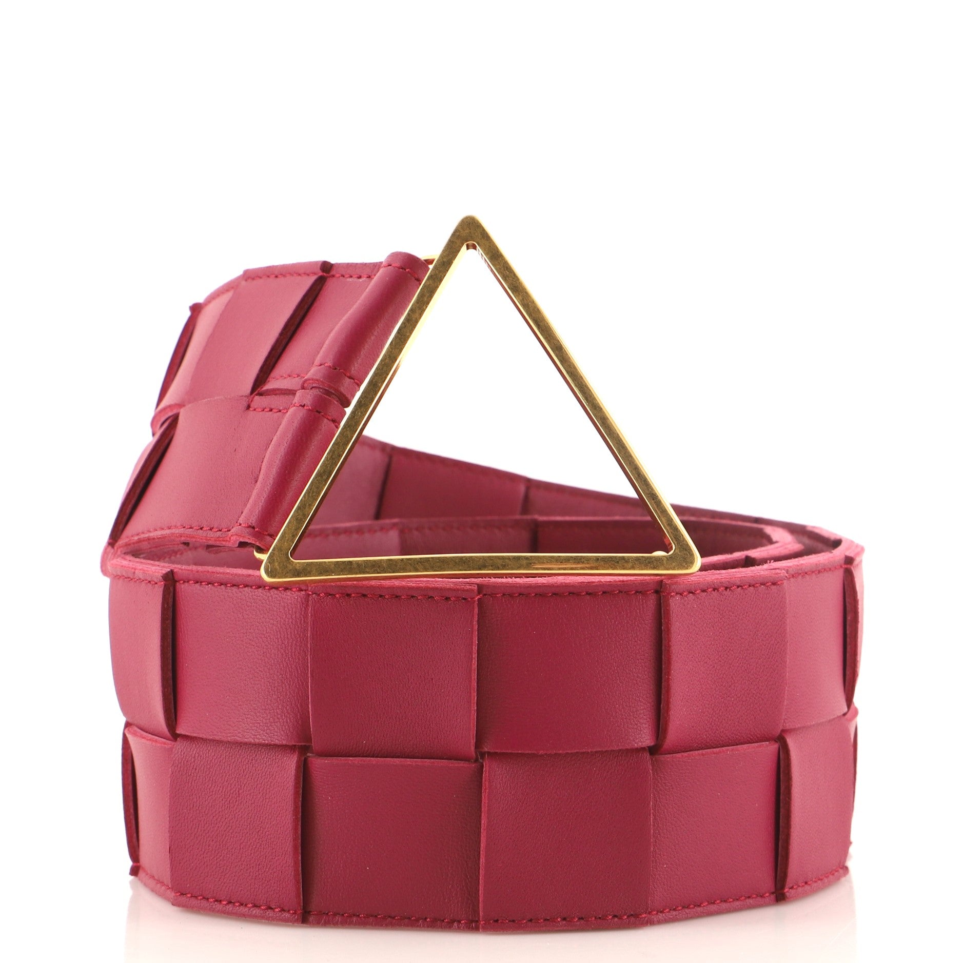 Triangle Buckle Belt Maxi Intrecciato Leather Wide 75
