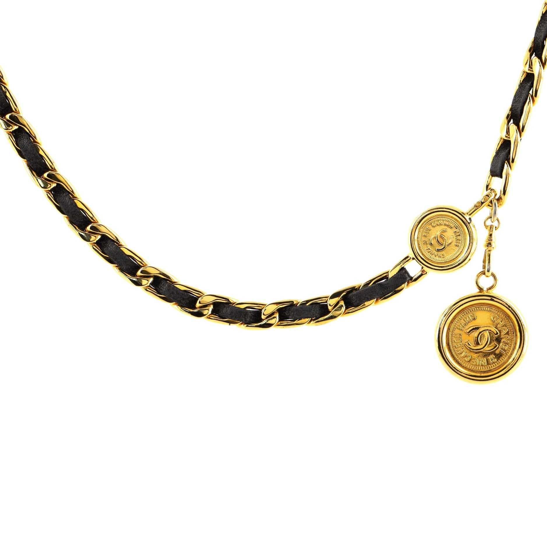 Vintage Medallion Chain Belt Metal and Leather 0