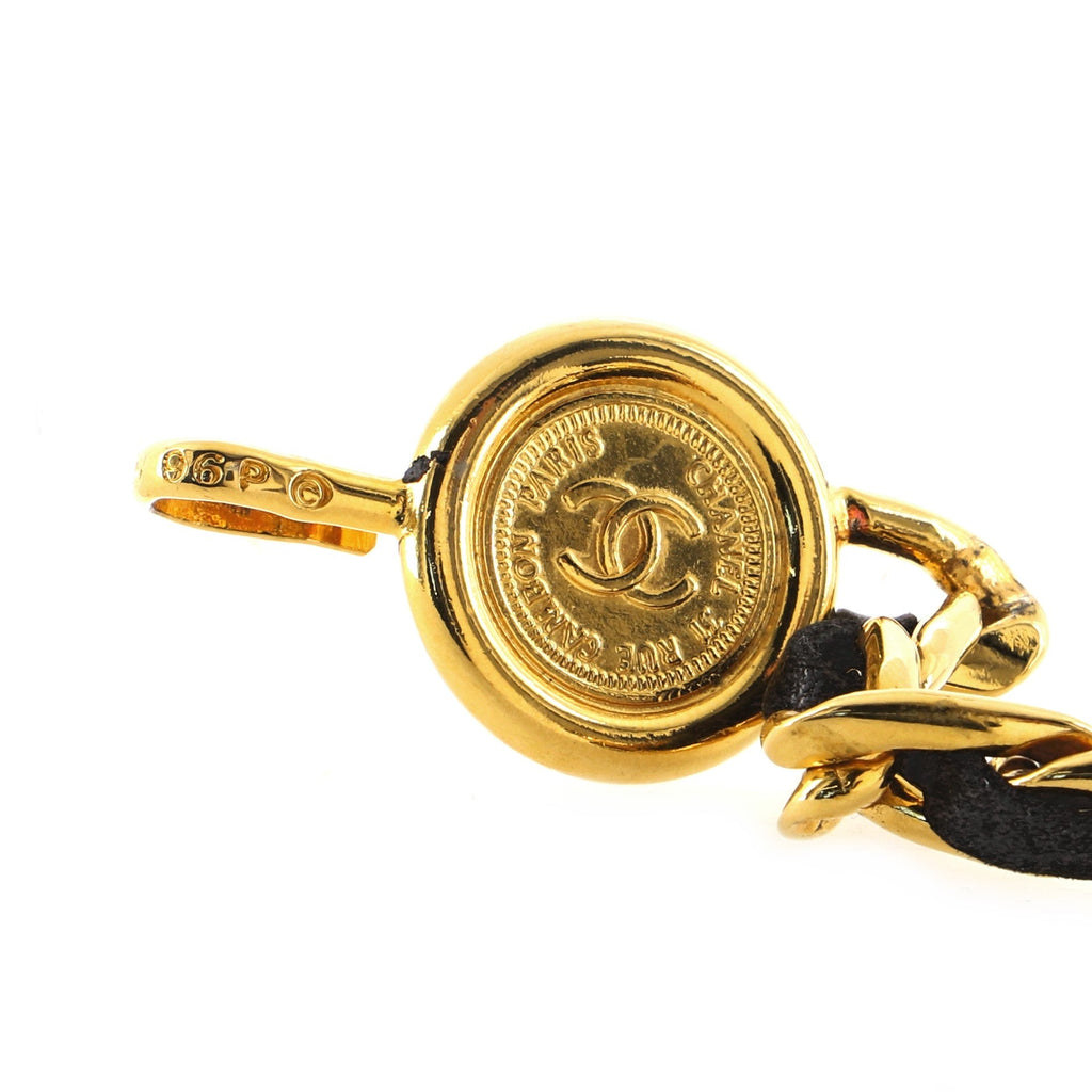 Vintage Medallion Chain Belt Metal and Leather 0