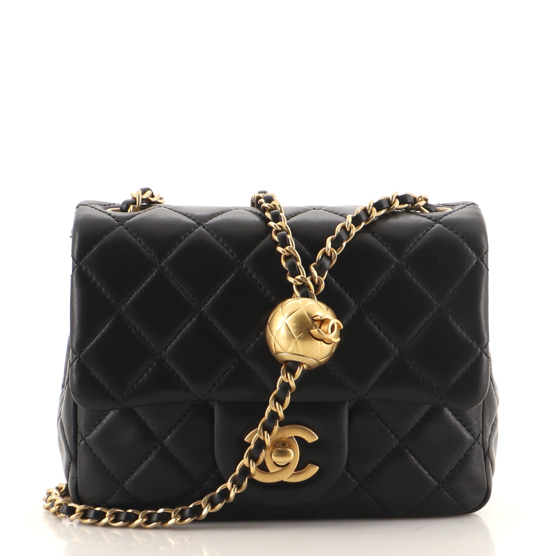 Pearl Crush Square Flap Bag Quilted Lambskin Mini
