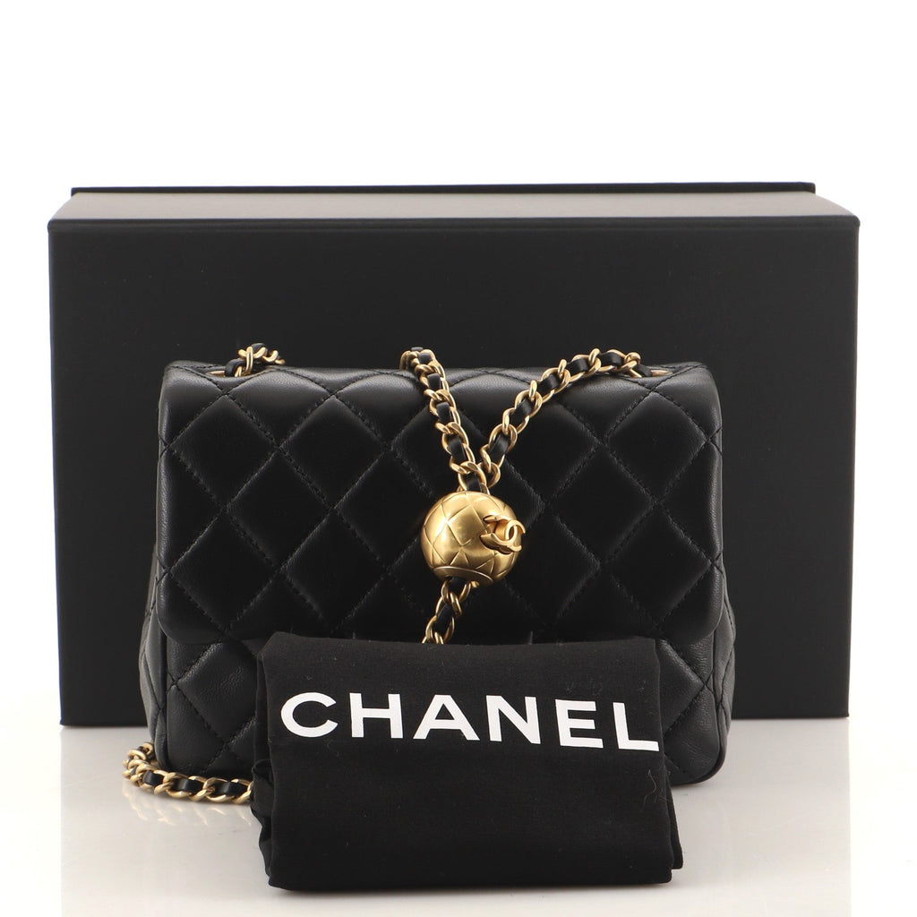 Pearl Crush Square Flap Bag Quilted Lambskin Mini