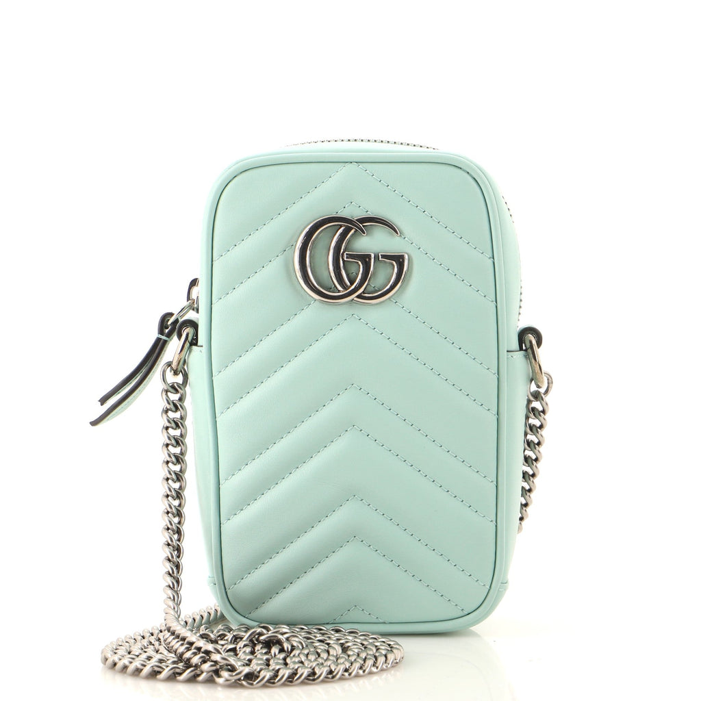 GG Marmont Vertical Phone Crossbody Bag Matelasse Leather Mini