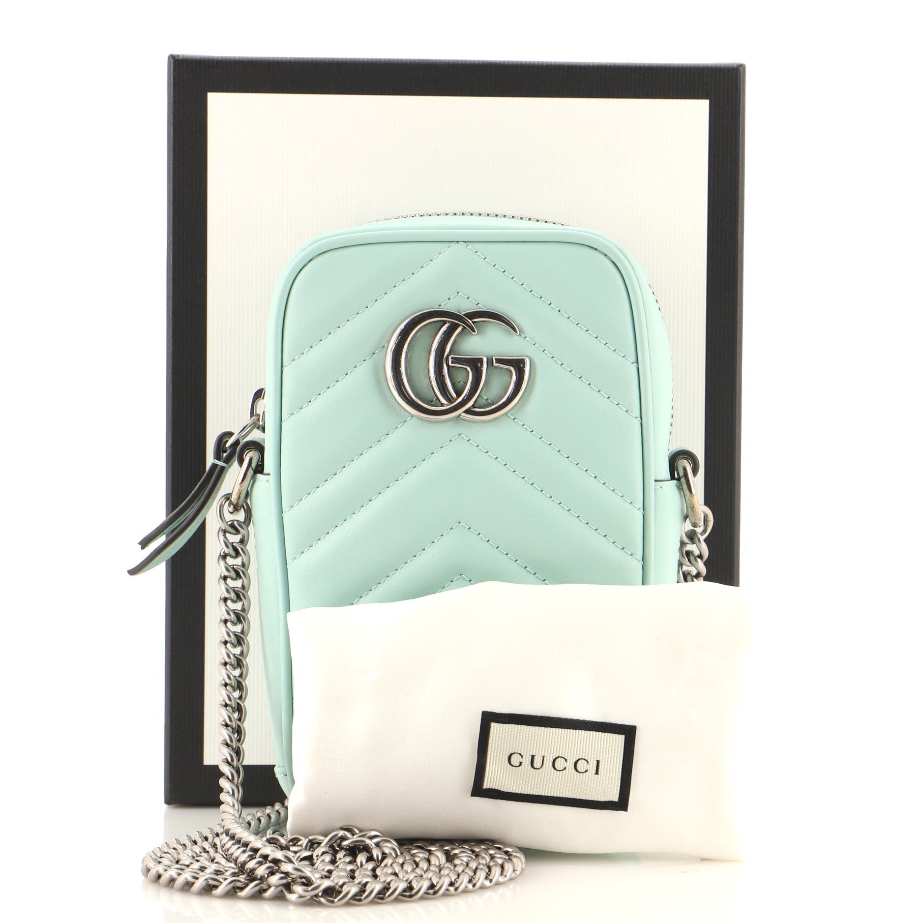 GG Marmont Vertical Phone Crossbody Bag Matelasse Leather Mini