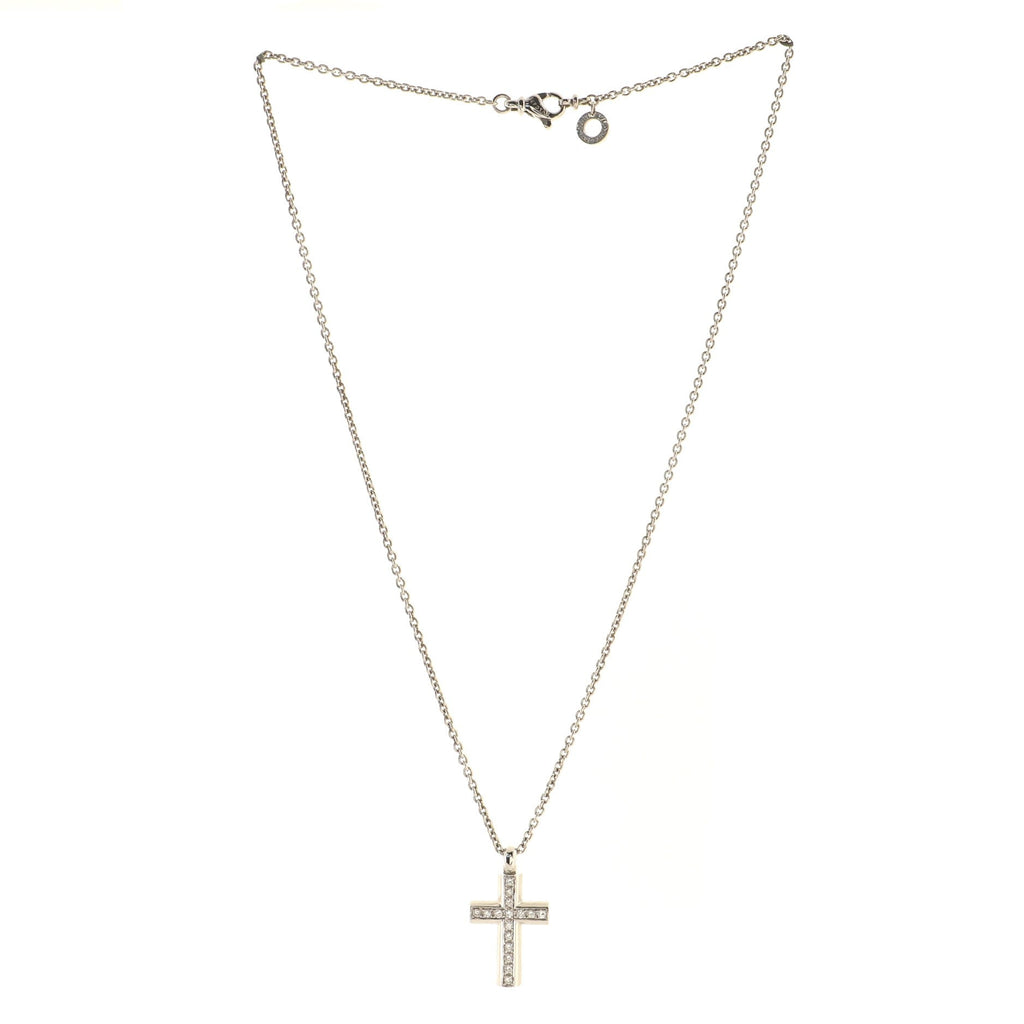 Latin Cross Necklace 18K White Gold and Diamonds