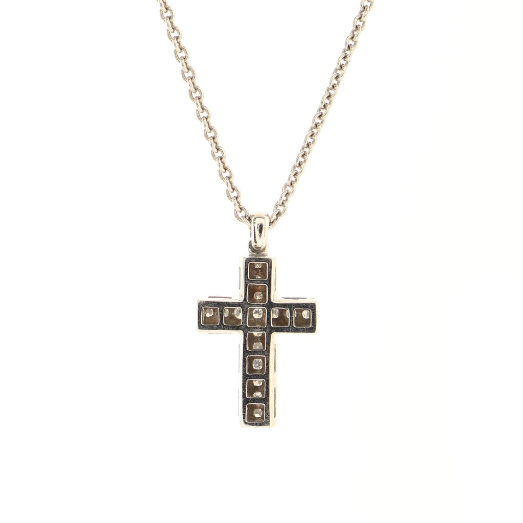 Latin Cross Necklace 18K White Gold and Diamonds
